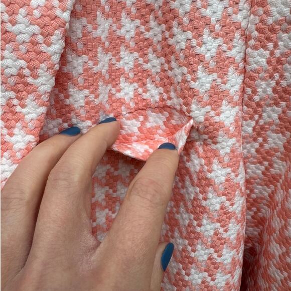 ASOS size 10 Pink and White Dogstooth Houndstooth Long Suit Blazer Jacket - Picture 8 of 12